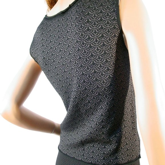 ARMANI COLLEZIONI Wool Scalloped/Scales Sleeveless Tank Sweater - Picture 3 of 7